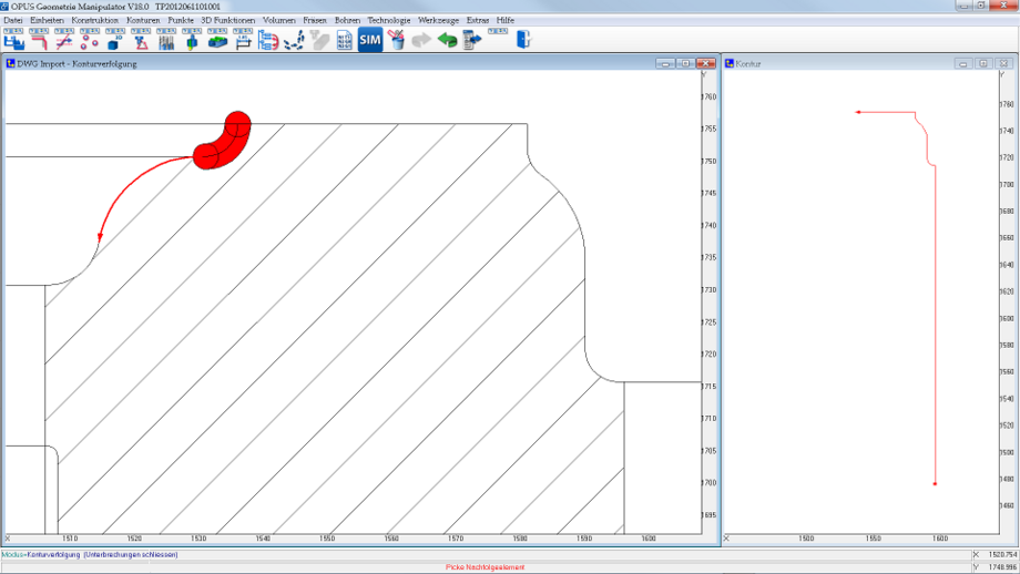 Konturverfolgung - Erstellen einer Kontur aus CAD Import